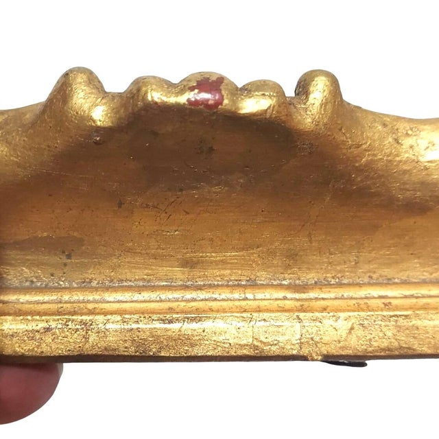 Brass Early 20th Century Antique Florentine Porcelain Courting Couple Scene Gold Frame Fragonard Brass Metal Backing For Sale - Image 8 of 10