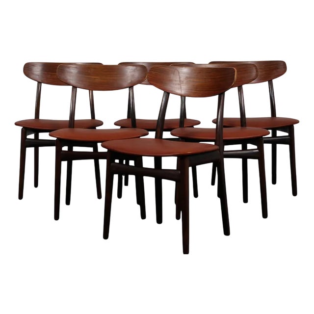 Rosewood Dining Chairs attributed to Henning Kjærnulf, 1970s, Set of 6 For Sale