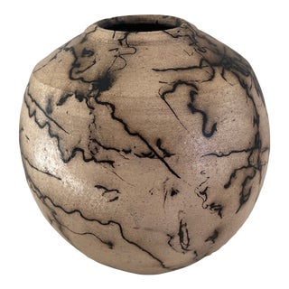 Vintage Raku Pottery Vase For Sale