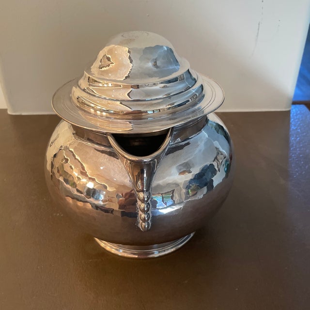 Hammered Silverplated Pitcher. George III style with a shilling inside the lid. Pitcher, Teapot, Water pitcher