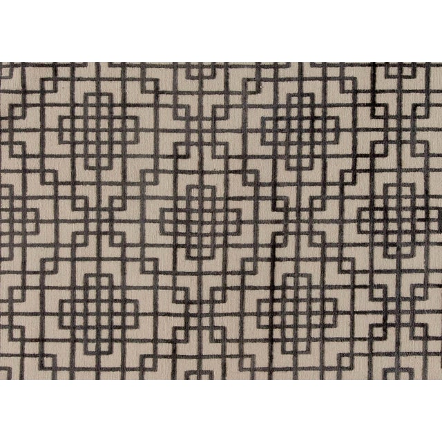 Modern Geometric Tibetan Silk Rug in Art Deco Style by Doris Leslie Blau. Size: 12.1" × 18.6" (368 × 563 cm). Bold yet...
