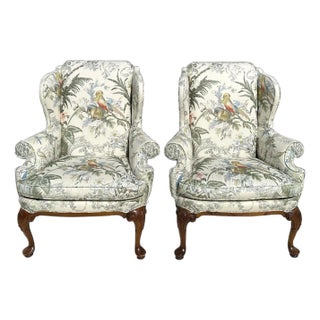 1990s Henredon Wingback Chairs - A Pair For Sale
