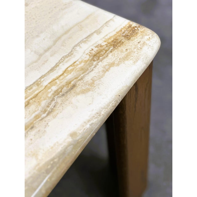 Travertine Coffee Table with Sculptural Top and Oak Base, 1970s For Sale - Image 14 of 15