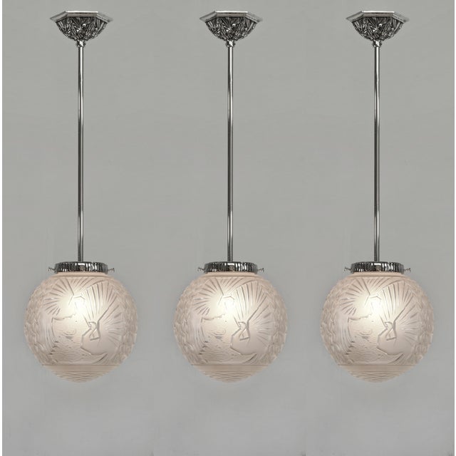 French Art Deco Pendant Light by Muller Freres 1930s - 3 Available For Sale - Image 14 of 14