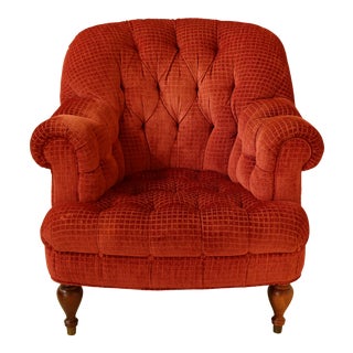 Tufted Red Upholstered Living Room Club Chair For Sale