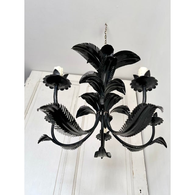 Vintage French Black Tole Chandelier, 1960s For Sale - Image 13 of 18
