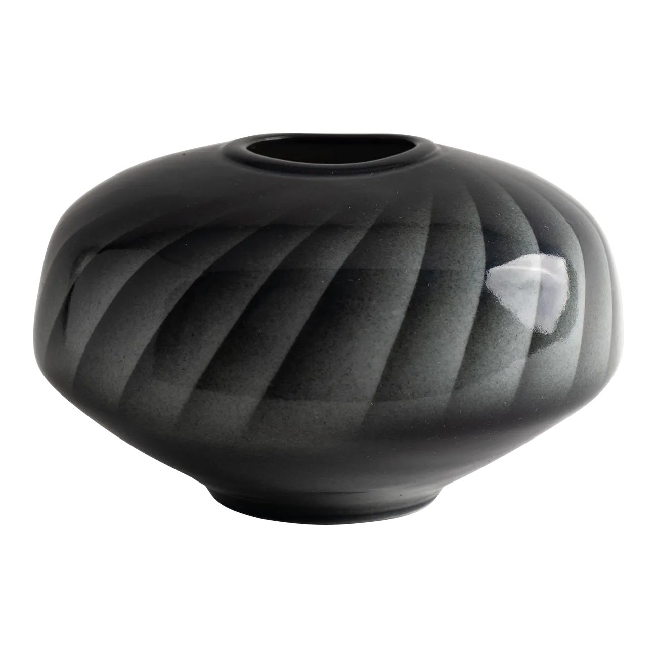 Vintage Grey and Black Abstract Vase | Chairish