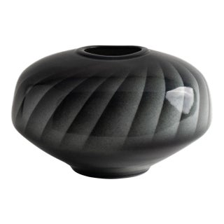 Vintage Grey and Black Abstract Vase For Sale