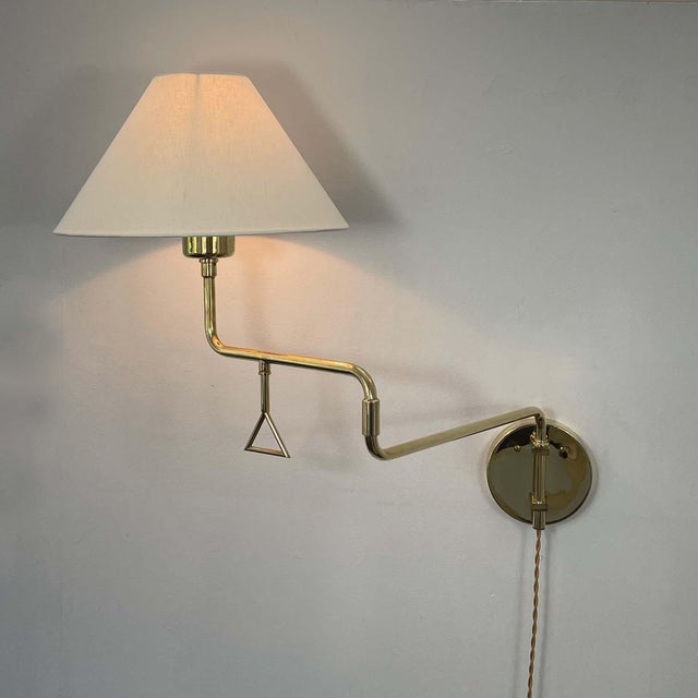 Articulating Brass Wall Light, 1950s For Sale - Image 15 of 16