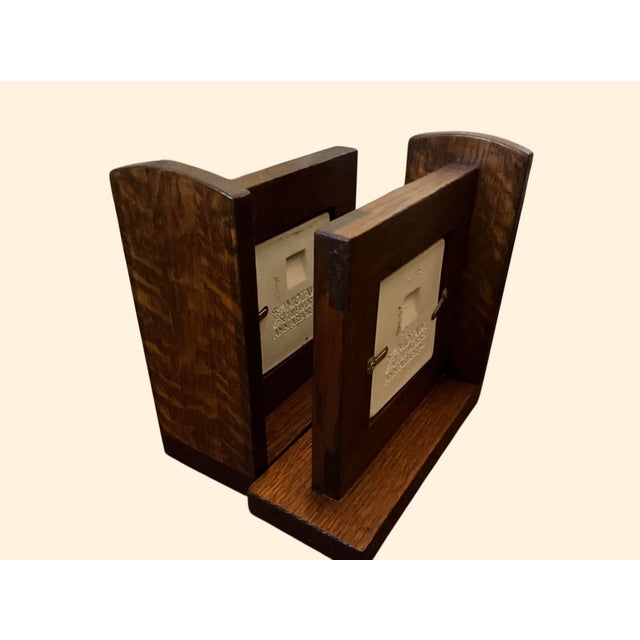 Pair of Motawi Oak Bookends With Owl Tile Insets For Sale In Sacramento - Image 6 of 6