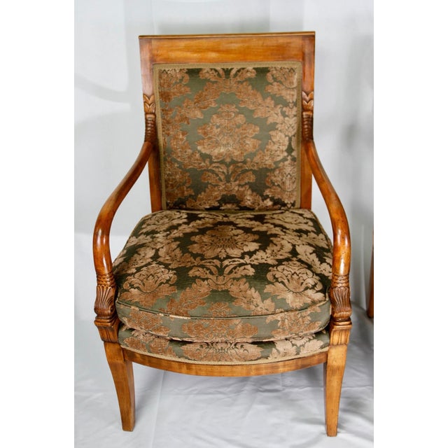 French Pair of French Directoire Style Walnut Armchairs, Mid-20th Century For Sale - Image 3 of 10