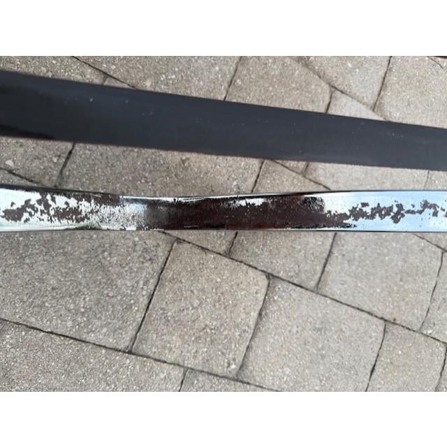 Metal Vintage Barcelona Style Leather Ottomans Pair Chrome X-Frame Bauhaus For Sale - Image 7 of 16