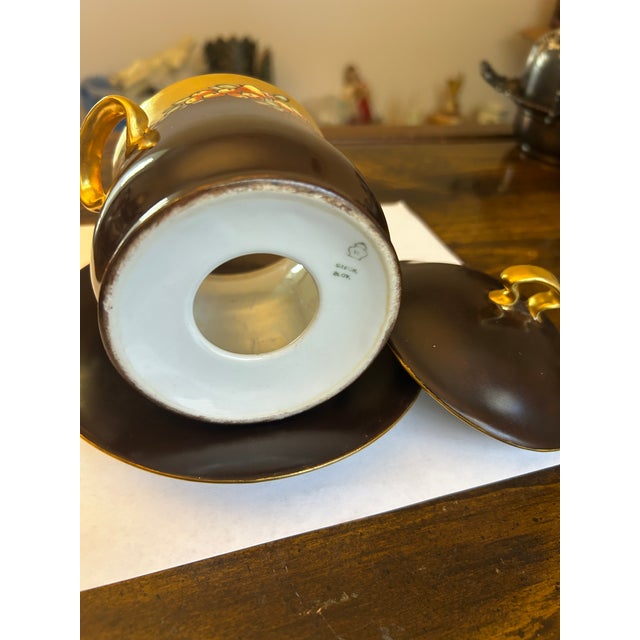 Vintage Handpainted Condensed Milk Jar, Lid and Plate European For Sale - Image 4 of 4