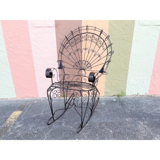Palm Beach Regency Wrought Iron Peacock Rocker For Sale In West Palm - Image 6 of 6