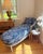 Custom Painted Chaise Lounge Chair Upholstered in Blue and Cream Ralph Lauren For Sale - Image 15 of 18