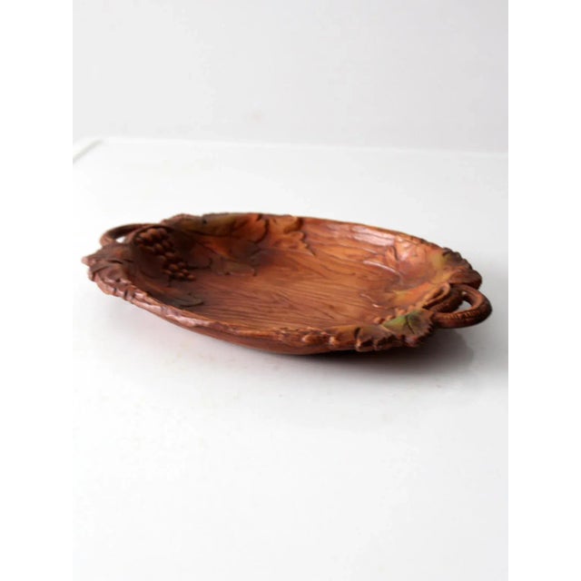 Wood Vintage Decorative Cast Wood Leaf Bowl For Sale - Image 7 of 10