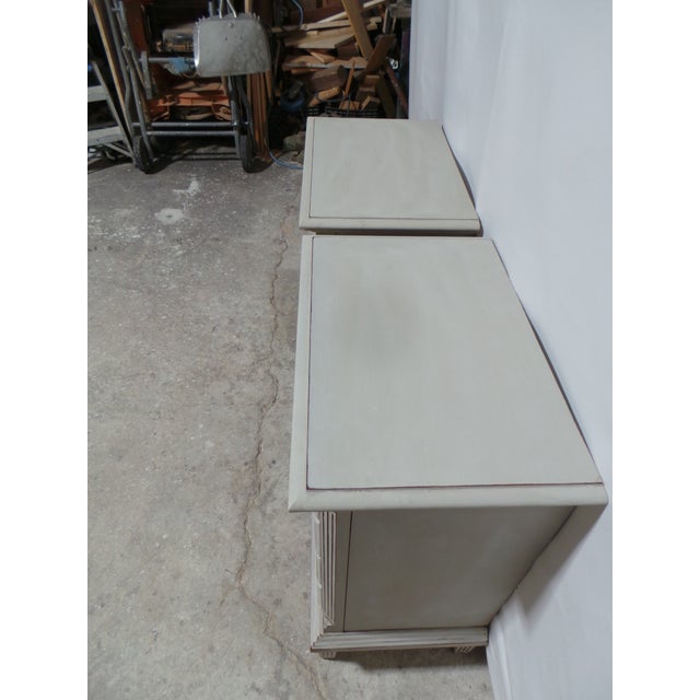 Antique White Gustavian Style Unique 4 Drawer Nightstands For Sale - Image 8 of 11