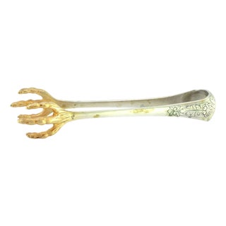Bird Claws-Shaped Gilded Silver Ice Tongs For Sale