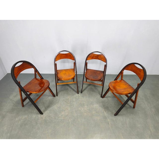Bauhaus B751 Folding Chairs from Ligna, Czechoslovakia, 1930s, Set of 4 For Sale - Image 4 of 14