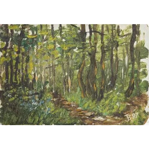 "Landscape", oil on cardboard. Signed and dated 1897. Dimensions: 10 x 15 cm.