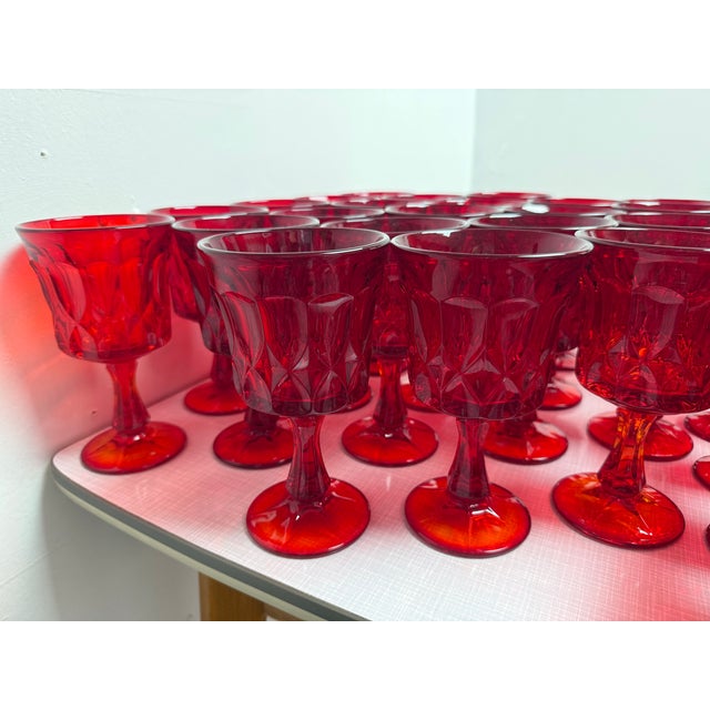 1950s Golden Peaks Geometric Diamond Patterned Glassware by Anchor Hocking - 44pcs For Sale - Image 10 of 13