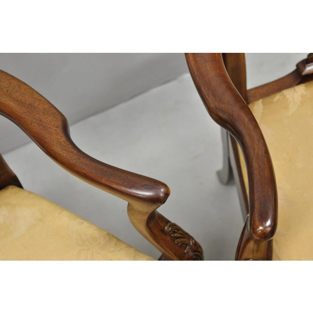 Brown Late 20th Century Henredon Aston Court Chinoiserie Georgian Mahogany Dining Arm Chairs - A Pair For Sale - Image 8 of 18