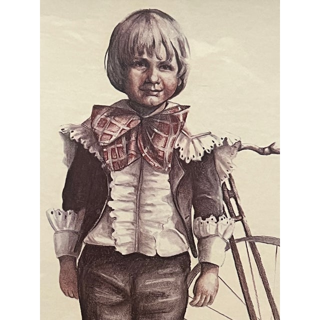 Traditional Vintage Old Fashion Boy With Bicycle Print Joanne Thompson For Sale - Image 3 of 7