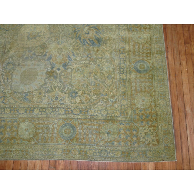Early 20th Century Antique Zabihi Collection Persian Tabriz Worn Room Size Rug - 10'3" x 13'2" For Sale - Image 5 of 12
