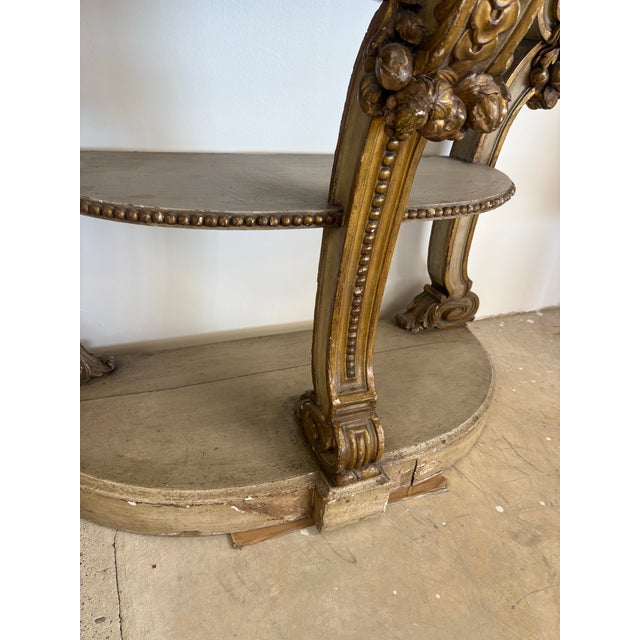 French Louis XVI Style Creme Peinte Giltwood Console Table, 19th Century For Sale In Houston - Image 6 of 6