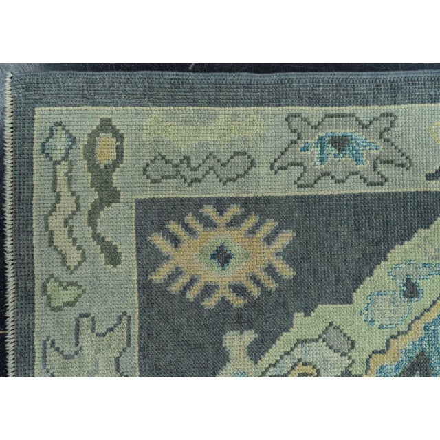 Turkish Oushak Rug 3' x 8'10" #19195 For Sale - Image 4 of 8