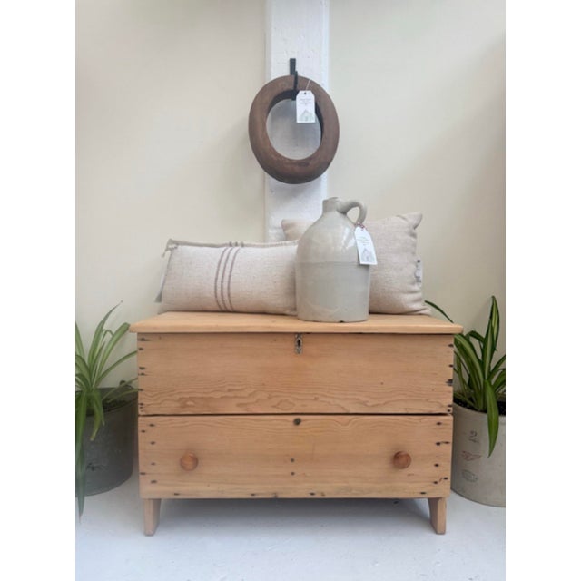 Farmhouse Antique Scrubbed Pine Chest For Sale - Image 3 of 12