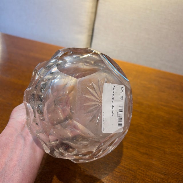 Glass Early 20th Century Gorgeous, Tall Decanter With Silver Neck For Sale - Image 7 of 9