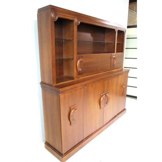 Mid 20th Century 2 Pc. Bar Cabinet Walnut Toned Mid Century Deco Regency For Sale - Image 5 of 18