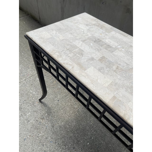 1980s 1980s Blackened Metal and Stone Finish Console Table For Sale - Image 5 of 12