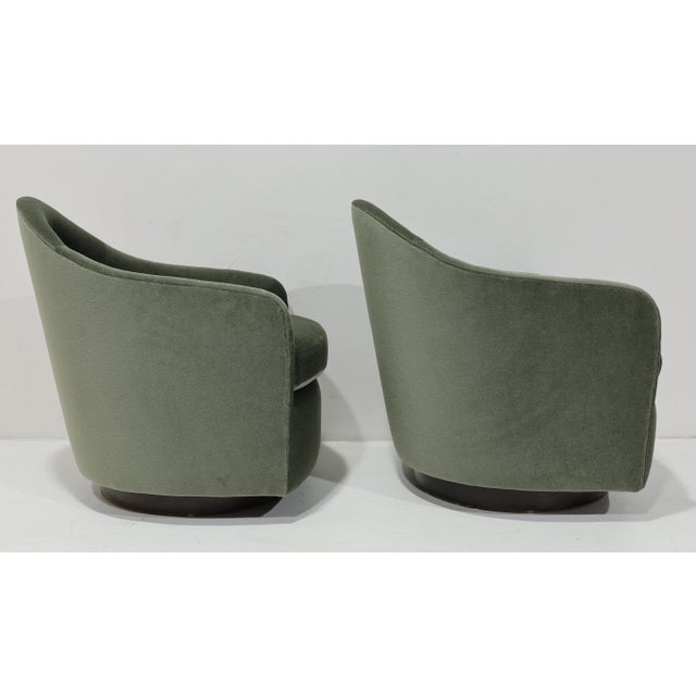 Wood Milo Baughman Style Teardrop Lounge Chairs in Vendome Mohair For Sale - Image 7 of 9