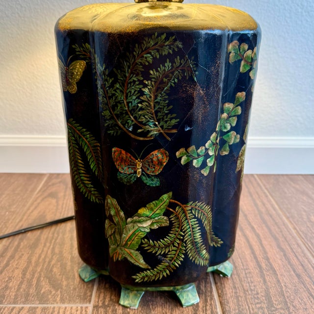 Gorgeous Bradburn Gallery Midnight Fern Table Lamp W Butterflies Vintage Style For Sale - Image 10 of 12