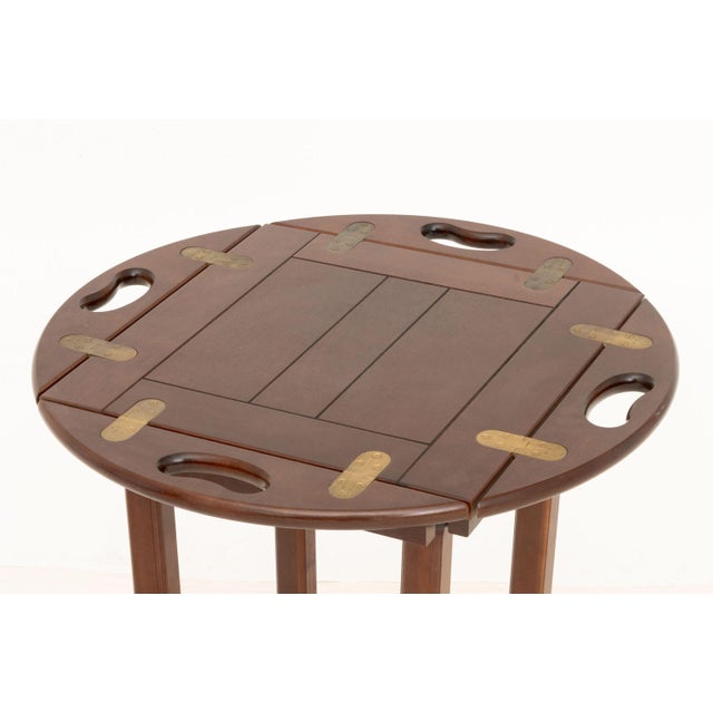 Bombay Company Mahogany Circular Tray Table For Sale In New York - Image 6 of 8