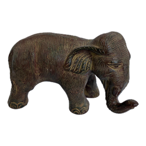 Elephant Home Decor Vintage Terracotta Elephant Statue Tabletop Object Asian Elephant Garden Statuary