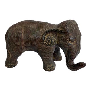 Vintage Terracotta Asian Elephant Decorative Statue | Garden Statuary For Sale