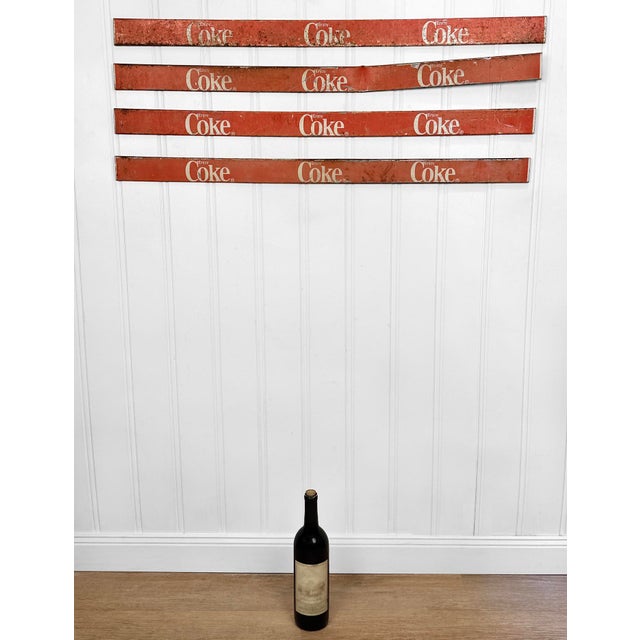 American Vintage Coca-Cola "Enjoy Coke" Metal Advertising Trim Sign - Set of 4 For Sale - Image 3 of 11