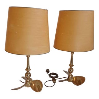 Hollywood Regency Brass Table Lamps, 1960s, Set of 2 For Sale