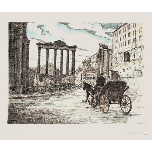 Giuseppe Malandrino, Roman Landscape, Etching, 1960s For Sale - Image 3 of 3