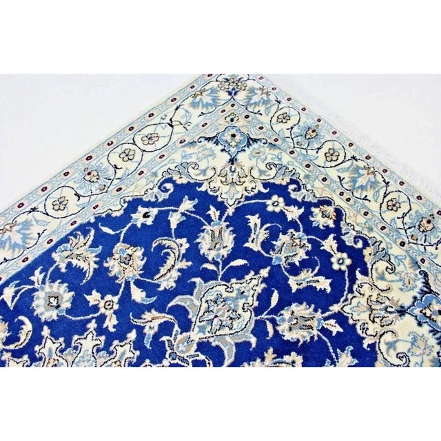 Middle Eastern Hand-Knotted Wool and Silk Nain Rug For Sale - Image 6 of 11