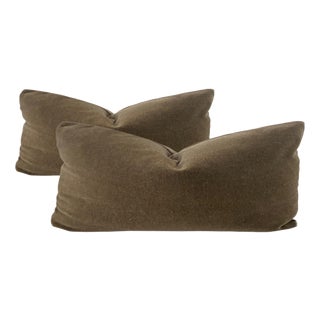 Genuine Mohair Lumbar Pillows in Bronze Brown 12" X 22" - a Pair For Sale