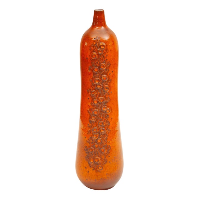 Selenium Orange Vase by Elisabeth Vandeweghe for Perignem, 1964 For Sale