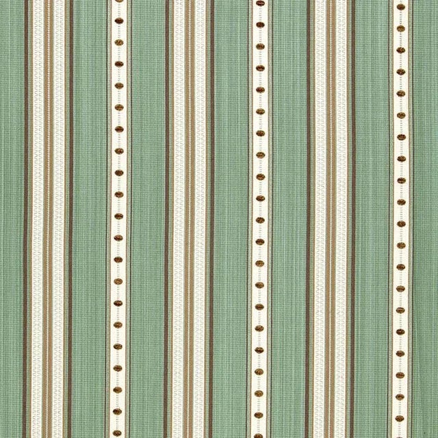 Sample - Schumacher Francesca Stripe Fabric in Aqua For Sale
