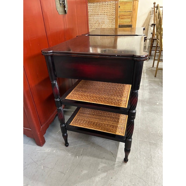 Palecek Late 20th Century British Colonial Style Palecek Side Table Nightstands, a Pair For Sale - Image 4 of 8