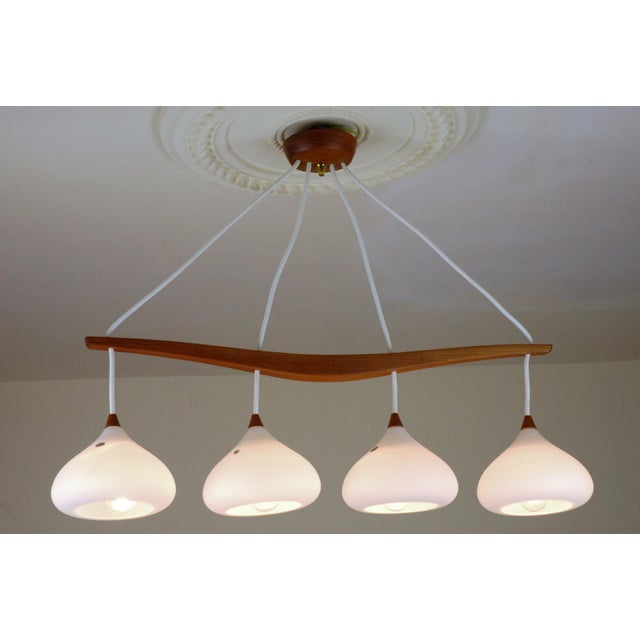 Swedish Teak and Glass Four Light Hanging Lamp, 1960s For Sale - Image 12 of 13