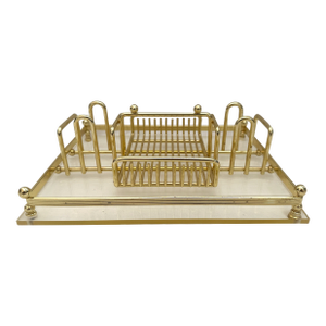 Vintage 70's MCM Brass/Lucite Flatware Caddy