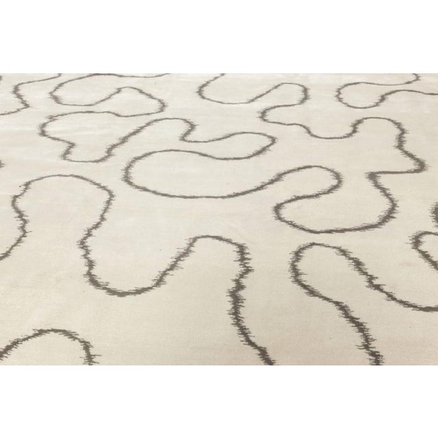 Early 21st Century Modern Ribbon Design Black & White, Wool & Silk Rug by Doris Leslie Blau For Sale - Image 5 of 7
